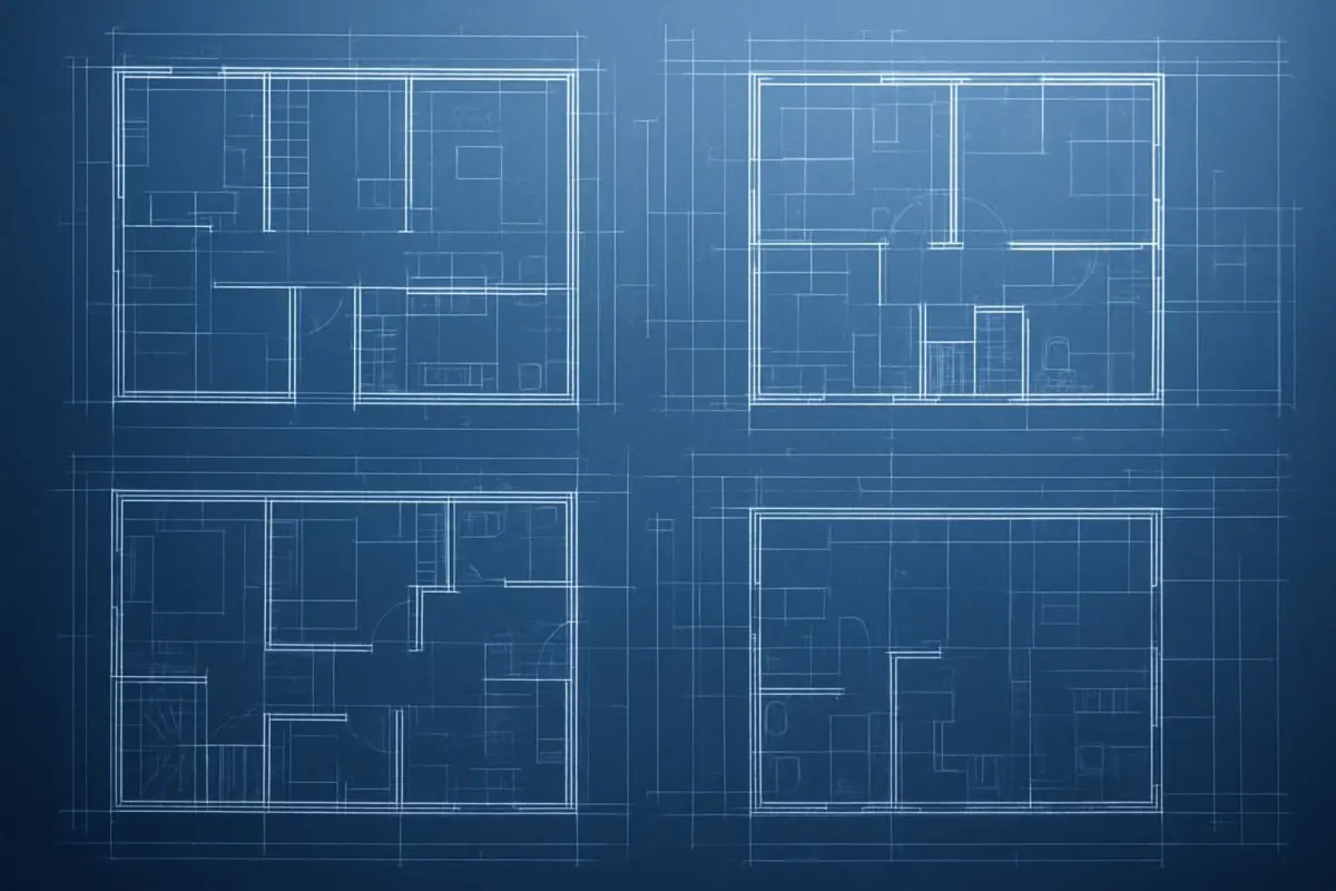 Architectural plans for converting commercial properties into residential homes in Leiden, featuring detailed blueprints
