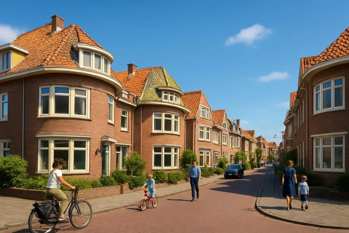 Vibrante straat met jaren '30 woningen