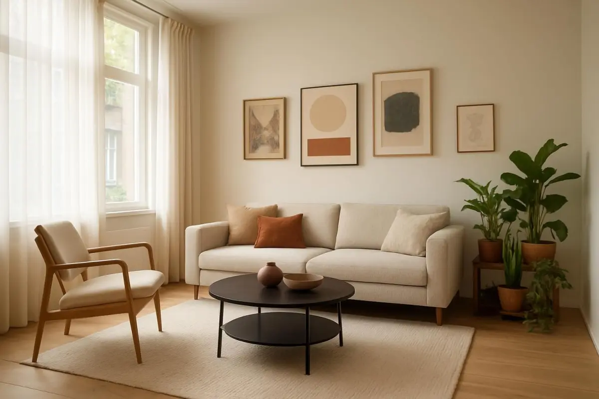 Gezellige woonkamer in een gerenoveerd huis